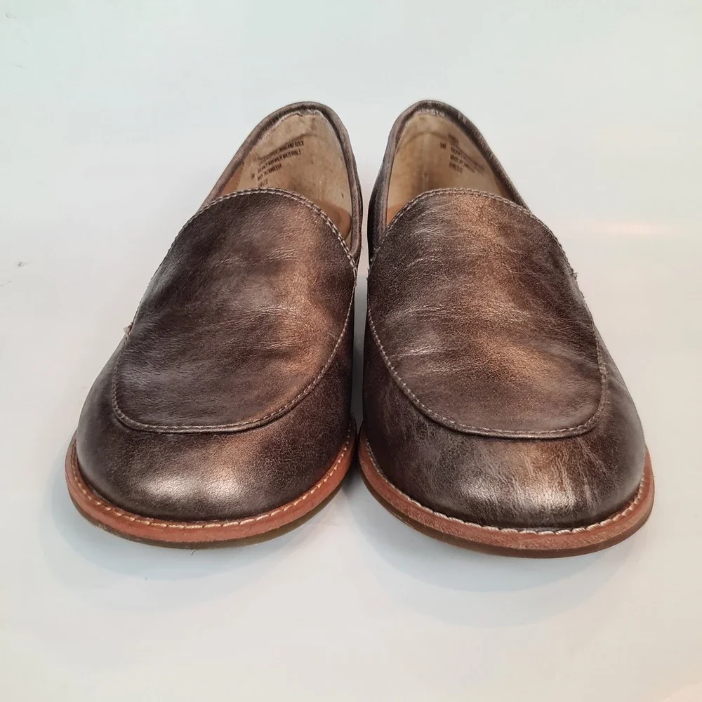 Sofft Napoli Bronze Metallic Leather Loafers Womens‎ 9M Round Toe Slip Shoes